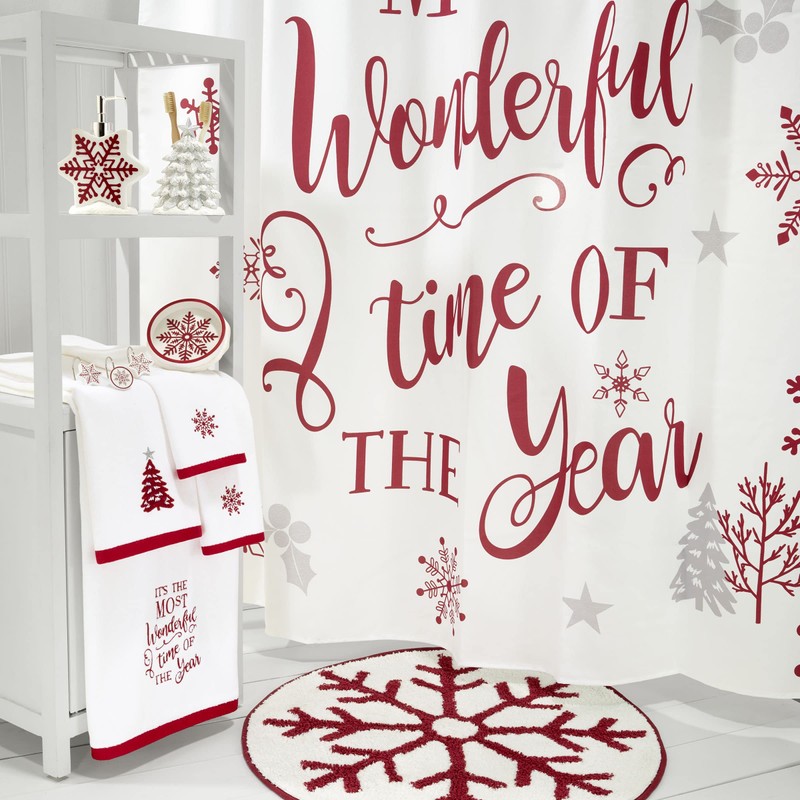 Avanti Linens - Fabric Shower Curtain, Holiday Bathroom Decor (Sparkle