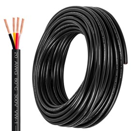 20 Gauge Wire 4 Conductor,20 AWG Electrical Wire Stranded PVC Cord Oxygen-Free Copper Cable,50FT 4 Core Pure Copper Flexible Cable Wire for LED Lamp Lighting Strips Automotive (20AWG-4C, 50FT)…