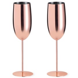 noTrash2003 2 Festive Champagne Flutes Champagne Flutes Stainless Steel Copper Electroplating Super Elegant for Christmas New Year's Eve Anniversaries Party