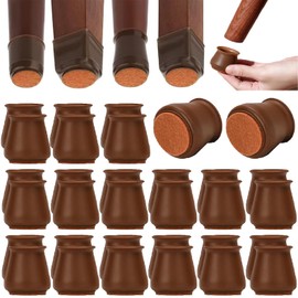 PEOWND Tapas Protectoras para Patas de Sillas,Tapones de Silicona Sillas 32 pcs,Protectores de Patas de Sillas,Antideslizante Evitar Arañazos en el SueloReduce el Ruido,para Sillas, Mesas, Sofá Marrón