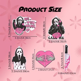 EKSMA 5pcs Car Air Fresheners - Cute Pink Ghost Hanging Scents Anime Freshener for Women Teen Girls Gift