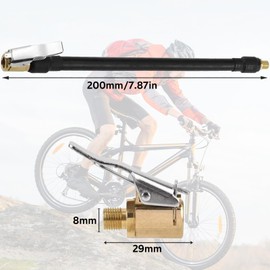 Oiieco Tyre Inflator Hose Set, 20 cm Valve Extension with 3 Pieces Car Valve Adapter, Tyre Inflation Hose for Car, Bicycle, Motorcycle