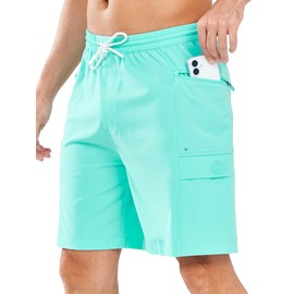 NORTHYARD Men's 9" Board Shorts with 4 Pockets Swim Trunks Swimwear for Men Bathing Suit - No Mesh Liner Lakeblue XL