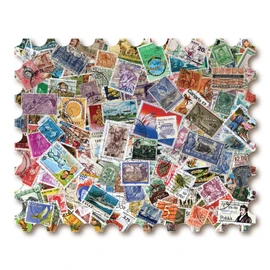Victory Wooden Puzzles - World Stamps Jigsaw Puzzle for Adults - 72 Pieces. Premium Linden Wood Miniature Jigsaw Puzzle in Metal Storage Tin with Special 'Whimsical' Shaped Pieces.
