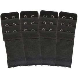 YOVOY Bras, Extension Hooks, Adjustment Hooks, 3 Tiers, 2 Hooks, Under Size Adjustment, Joints, Set of 4 (Black)