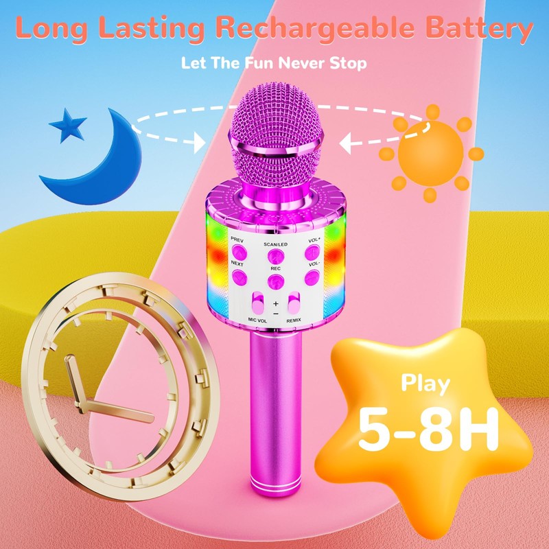 Ankuka Bluetooth Karaoke Microphone, Wireless Microphone with Built-in Speakers, Handheld