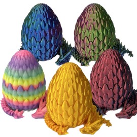 Mini 3D Printed Dragon Eggs 5PCS with Rainbow Color Glow-in-The-Dark Gradient Color Set, Exquisite Crystal Dragon Eggs Surprise Toy Gift