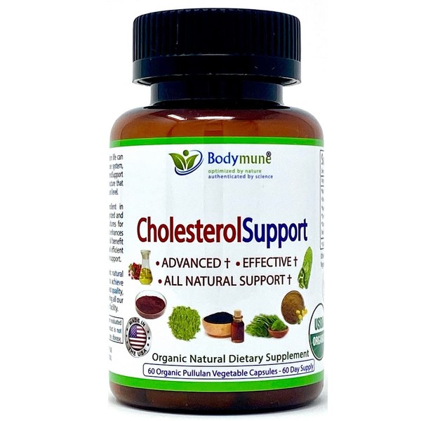 Bodymune Cholesterol Support Supplement Organic Extracts of Green Tea, Bitter Melon, Red Yeast Rice, Dandelion, Pomegranate, Nopal, Moringa, and More with Essential Oils | 60-Day Supply