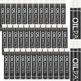 Geyoga 36 Pcs Soft Oil Pastels Bulk Artists Oil Crayons Single Color Creamy Pastels for Art Painting Drawing Blending for Back to School First Day of School Kids Students Artists (White)