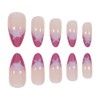 24PCS Medium Press on Nails Almond Fake Nails Red French