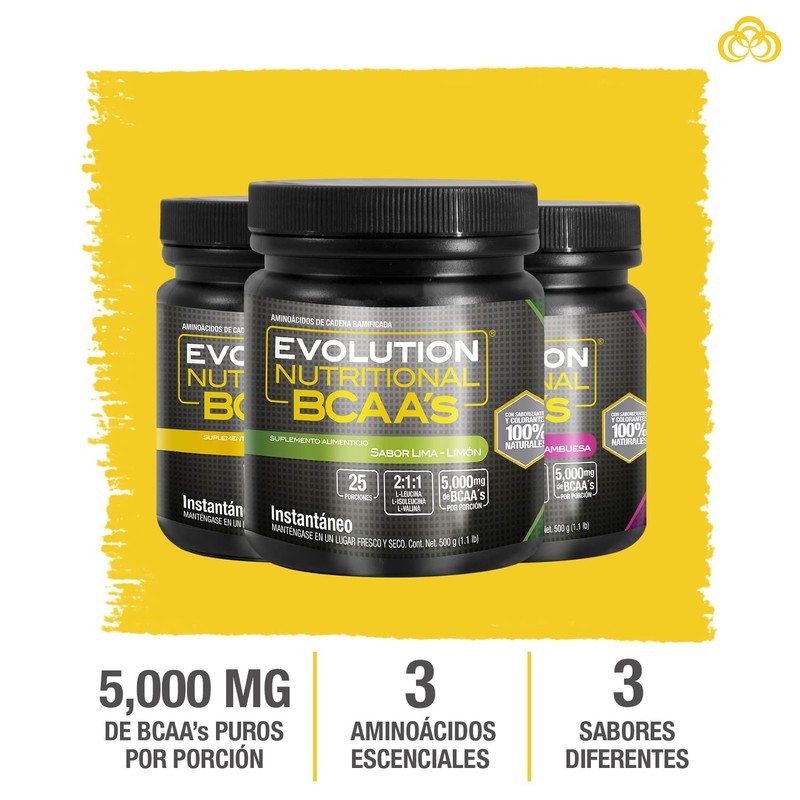 EVOLUTION, Aminoácidos BCAA, Suplemento Alimenticio, Leucina, Sin Gluten, Pre Workout,