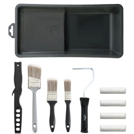 PILOT FISH 11Pcs 4inch Small Paint Roller Kit Paint Roller Brush Set with 4 Brushes and Covers Frame, Tray for Household Painting, Cabinet Wall Paint Rollers