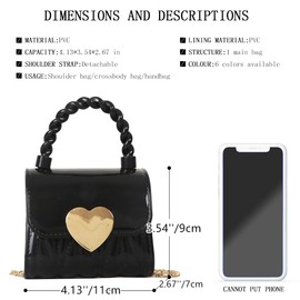 JUCHAO Mini Purse for Toddler Girls Crossbody Cute Princess Handbags Shoulder Bag for Toddler Little Girl (Black Heart)