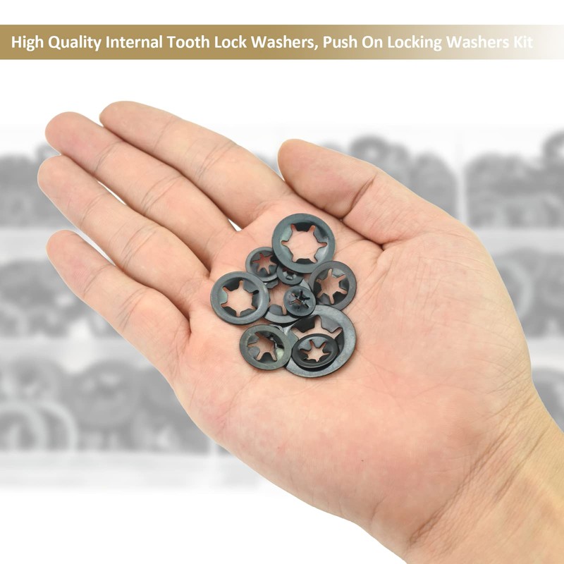 300 Pieces Internal Tooth Star Lock Washers, Kindroufly 7 Sizes