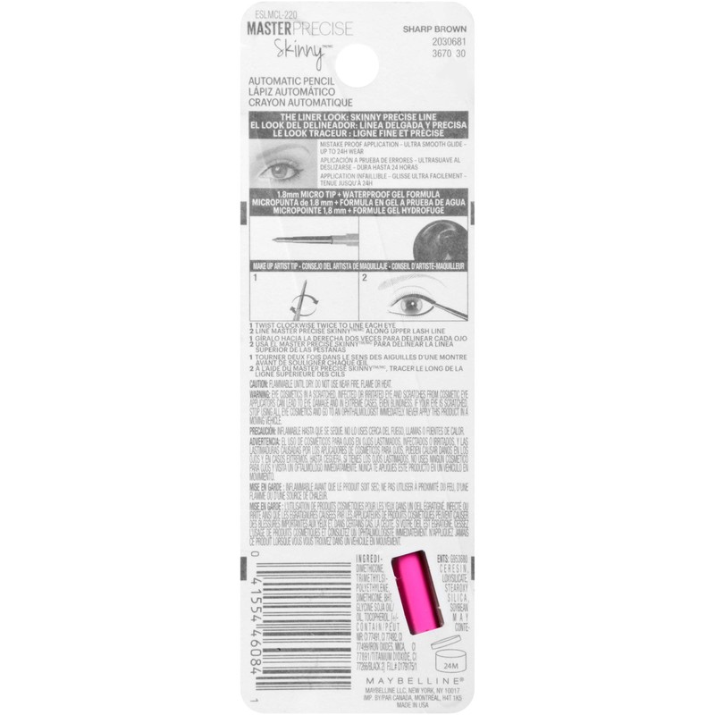 Maybelline Master Precise Skinny Gel Eyeliner Pencil, Sharp Brown, 1