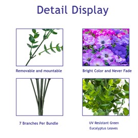 Artificial Flowers for Outdoors,Faux Flowers for Outdoor Planters UV Resistant Artificial Outdoor Flowers for Outside Planter Front Door Porch Yard Patio Garden Home Decoration,12 Bundles Mix 3 Colors