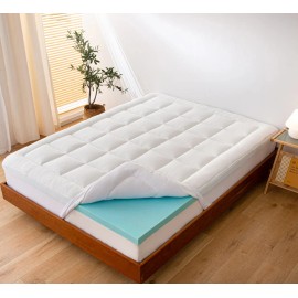 ELEMUSE Queen Dual Layer 4" Cooling Memory Foam Mattress Topper w/ Pillow Top