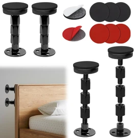 BEASAFY Pack of 4 Headboard Stopper Spacer Wall, 25-110 mm Adjustable Bed Spacer Wall, Black Anti Shake Bed Stabiliser for Beds Sofas Cabinets