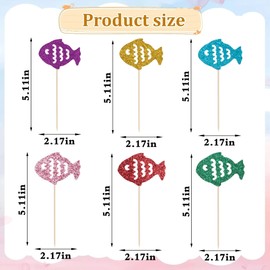 12 PCS Fish Cupcake Toppers (6 Colors) - Underwater Theme Decor for Baby Showers, Pool & Beach Parties