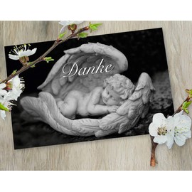 30 exclusive premium thank you cards mourning cards folding cards with 30 envelopes in a set – motif: angel – thank you for mourning, funeral, death, cemetery, funeral, farewell