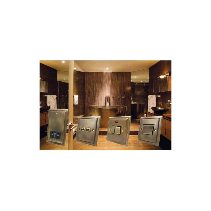 Round Pin Socket 5 Amp - Victorian - Antique Brass