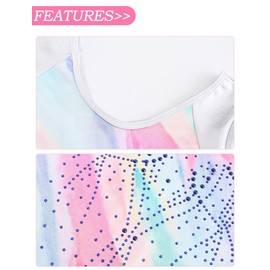 Happy Cherry Girls' Long-Sleeved / Sleeveless Children's Leotard with Shorts Shiny Gymnastics Clothing Set Ballet Jersey Dance Costumes 5-12 Years, Multicolor-1(Long Sleeve)