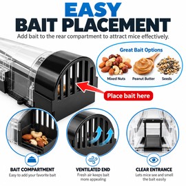 Reusable Mouse Trap for Home Pest Control – Self-Locking Plastic Design for Indoor, Outdoor & Garden Use