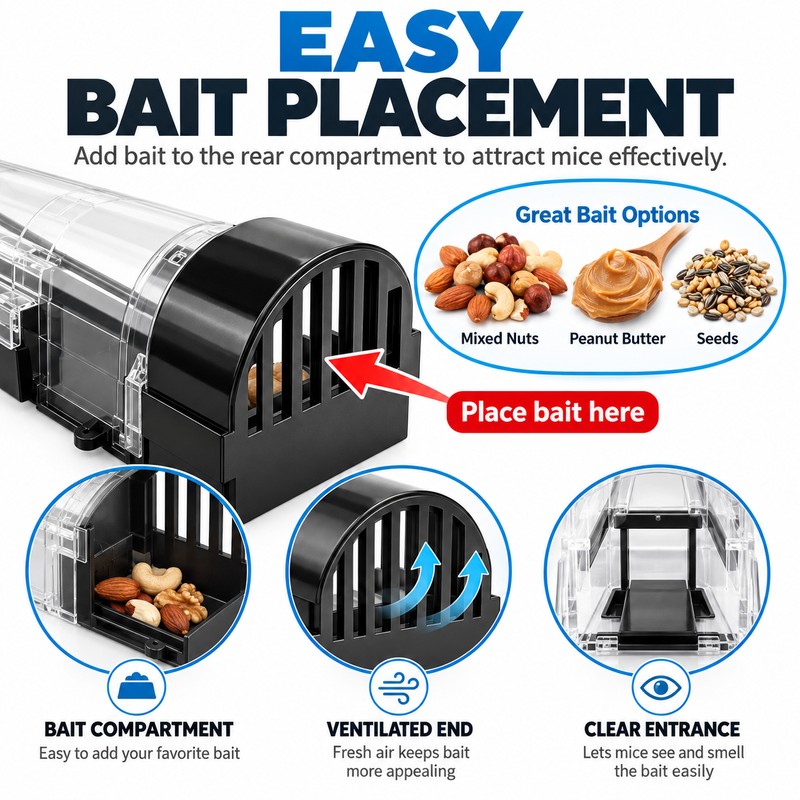 Reusable Mouse Trap for Home Pest Control – Self-Locking Plastic