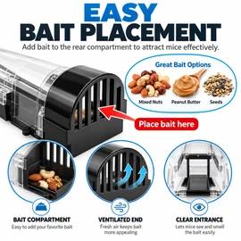 Reusable Mouse Trap for Home Pest Control – Self-Locking Plastic Design for Indoor, Outdoor & Garden Use