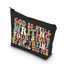 WCGXKO Mental Health Gift Anxiety and Depression Gift God Is Still Writing Your Story Zipper Pouch Makeup Bag (WRITING YOUR)