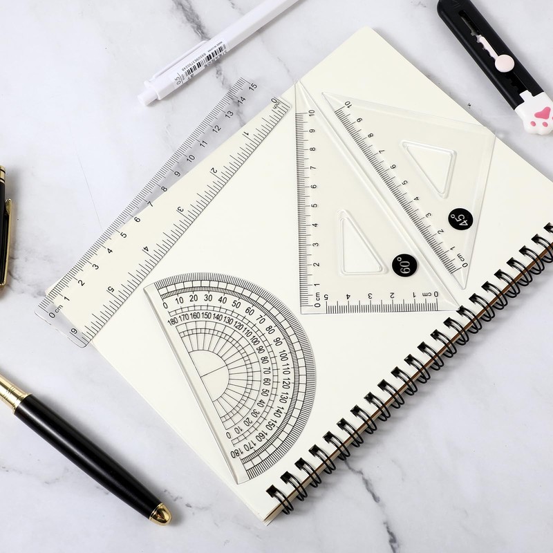 Mabor Small Maths Set,Clear Ruler and Protractor,Fast to Read Easy