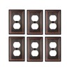ZILLSEA 6-Pack Duplex Wall Plates, Aged Bronze Outlet Covers, Metal