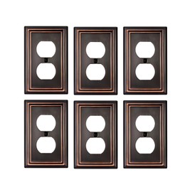 ZILLSEA 6-Pack Duplex Wall Plates, Aged Bronze Outlet Covers, Metal Electrical Outlet Cover Plates, 3.15''*4.88'', Midsize