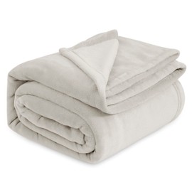 Bedsure Fleece Blanket Queen Blanket Linen - 280GSM Soft Lightweight Plush Cozy Blankets for Bed, Sofa, Couch, Travel, Camping