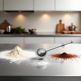 304 Stainless Steel Flour Powder Filter Spoon, Baker Dusting Wand For Sugar Flour Spices, Sourdough Bread Baking Supplies, Flour Sugar Powder Spoon Kitchen Tools Baking Sifters Baking Tools, 1