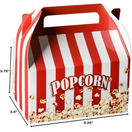 Hammont Paper Treat Boxes - (10 Pack) - Party Favors Treat Container Cookie Boxes Cute Designs Perfect for Parties and Celebrations 6.25" x 3.75" x 3.5" (Popcorn)