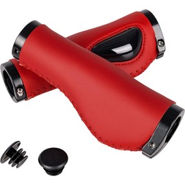 Bike Handlebar Grips, Aluminum Alloy Lock Cup, Microfiber Leather, Ergonomic Design, for BMX, MTB, ATV, Mountain Bike Motorcycle Beach Cruiser Electric Bike