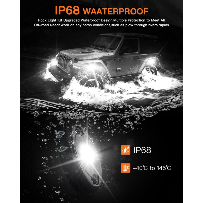 LEDMIRCY R1 Pure White LED Rock Lights Kit with Roker