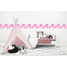 Polka Dot Wall Stickers, Wall Decor Stickers, Wall Dots, Vinyl Circle Room Dot Decals (Pink)