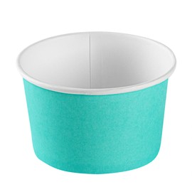 Restaurantware Coppetta 5 Ounce Dessert Cups, 200 Disposable Ice Cream Cups - Lids Sold Separately, Sturdy, Turquoise Paper FroYo Bowls, Striped, For Hot And Cold Foods, Perfect For Gelato