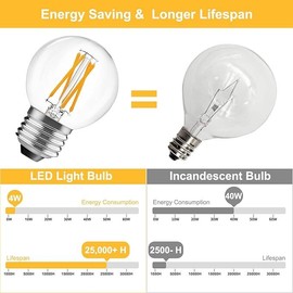 BRIMAX 10 Pack Dimmable E26 4W=40W LED Light Bulbs G16.5 Globe Vintage Indoor Bulb