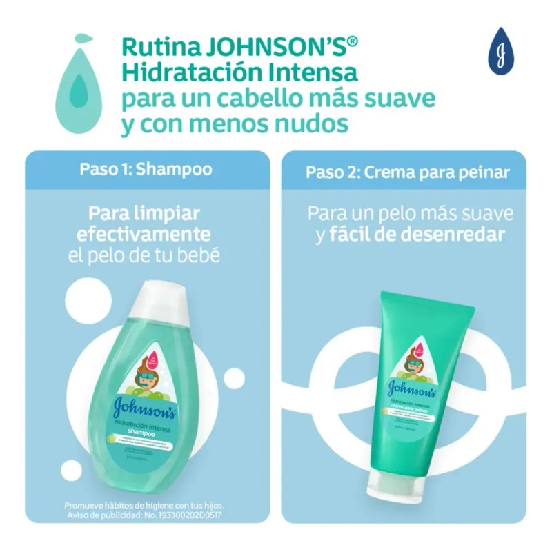 Shampoo Infantil Johnson's Hidratación Intensa 400 Ml