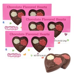 Chocolate Flavored Hearts with Roses, Valentine’s Candy Gifts, Two Pieces Included, 0.84 Ounces (Pack of 3)