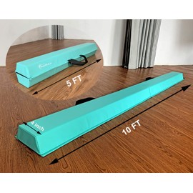 MARFULA 6 / 8 / 9 / 10 FT Balance Beam Folding Floor Gymnastics Equipment for Kids, Non-Slip Base for Training Home Gym Use