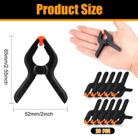 Spring Clamps, 20pcs Mini Backdrop Clips 2 Inch Heavy Duty Plastic Spring Clamps Plastic Clips for Woodworking, Photography Studio, Home Improvement