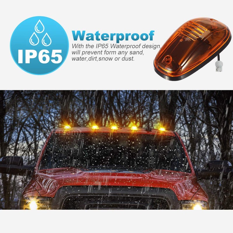 Partsam 5pcs 16LED Amber Cab Light Top Roof Running Clearance
