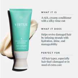 VIRTUE VIRTUE Recovery Conditioner with Keratin Hydrates, Softens, and Renews Damaged Hair, Sulfate Free, Color Safe
