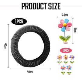 1 Piece Steering Wheel Protective Cover And 5 Piece Flower Ornaments, Auto Accessories, Steering Wheel Dust Cover, Car Interior Supplies.