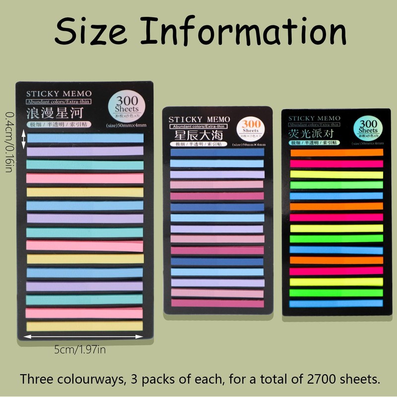 Realand 2700pcs Transparent Highlighter Tape, Short Reusable Highlight Strips Book