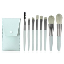 8Pcs Travel Makeup Brush Set Mini Makeup Brushes Set Portable Real Techniques Brushes Travel Size Makeup Brushes Kit with Makeup Bag for Foundation Eyeshadow, Blush, Contour, & Concealer (Green)